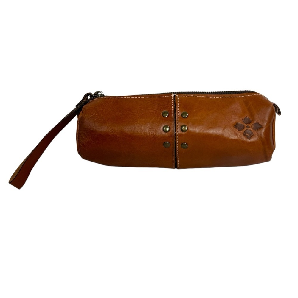 Alessandro Fabriano Leather Wristlet Case Pouch Pencil Bag Pouch Zipper Neutral